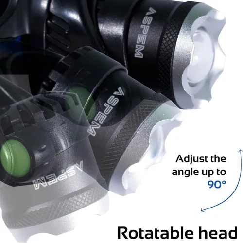 Vista 5 de Linterna frontal LED recargable, 1000 lúmenes, súper brillante y ligera, ajuste cómodo, 3 modos, ajustable a 90°, faro resistente al agua