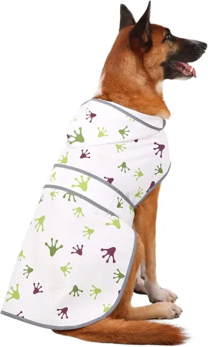 Vista 46 de Chubasqueros para perros pequeños, cachorros, chaqueta impermeable con capucha con tiras reflectantes, agujero para correa y poncho de ajuste
