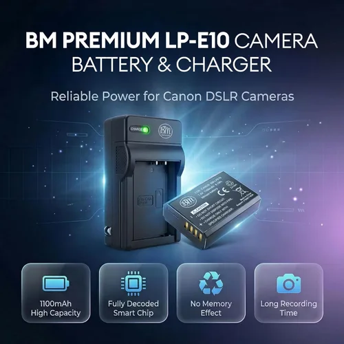 Vista 4 de BM Premium Kit de batería y cargador LP-E10 para Canon EOS Rebel T3, T5, T6, T7, T100, Kiss X50, Kiss X70, EOS 1100D, EOS 1200D, EOS 1300D, EOS