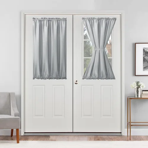 Vista 51 de Hiasan Cortinas francesas para puerta de privacidad, cortina frontal semitransparente con bolsillo para barra para ventana de puerta, 1 panel