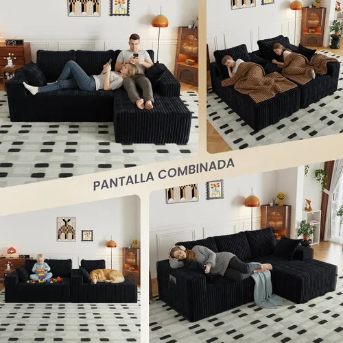 Vista 9 de Sofá modular de nube seccional de 108 pulgadas para sala de estar, asiento profundo en forma de L, sofá sin hueso con diván de gran tamaño, cómodo
