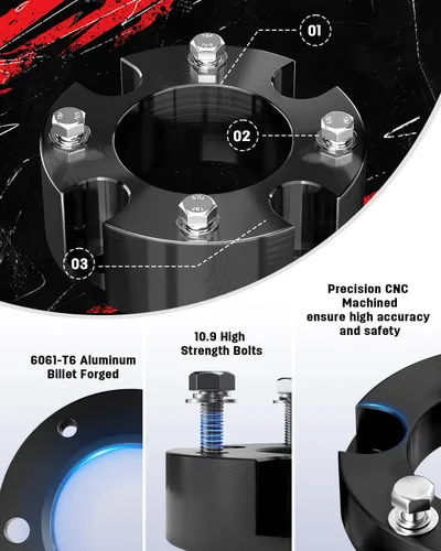 Vista 3 de Richeer Kit de elevación de nivelación de 3 pulgadas Compatible con Tundra 2WD/4WD 2007-2026, Sequoia 2WD/4WD 2007-2026, Kit de elevación