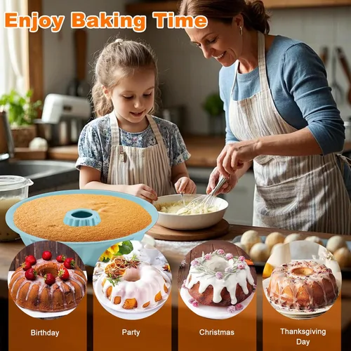 Vista 6 de Molde de Silicona para Pastel con Forma de Flor - Molde Bundt Antiadherente, Molde de Horneado Flexible Reutilizable para Pasteles, Cupcakes