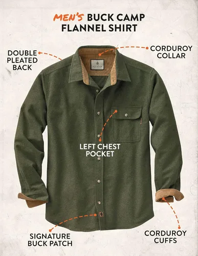 Vista 6 de Legendary Whitetails Men's Buck Camp Flannel Solid Shirt