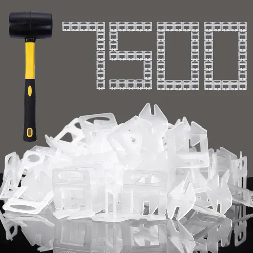 Vista 8 de Clips de sistema de nivelación de azulejos de 1/8 pulgadas, 3500 piezas de clips espaciadores de azulejos y martillo de mazo de goma de 16 onzas.