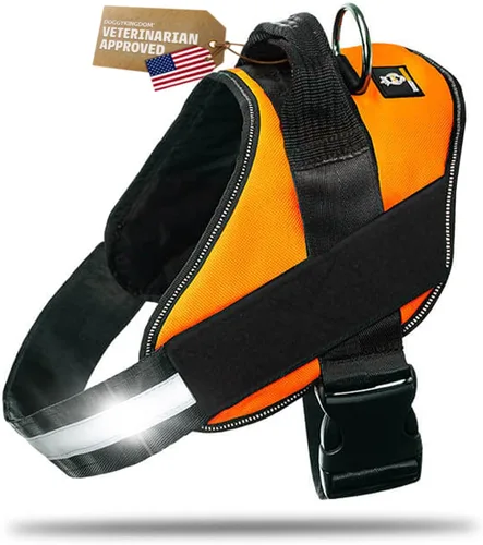 Vista 18 de DOGGYKINGDOM Arnés antitirones para perro con paneles de parche y asa, ajustable, reflectante, sin ahogo, chaleco arnés resistente y fácil de poner
