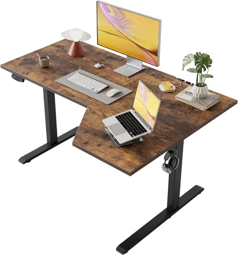 Vista 17 de Agilestic - Escritorio Eléctrico de Pie, Escritorio Ajustable en Altura de 55 Pulgadas en Forma de L, Escritorio para Sentarse y Pararse