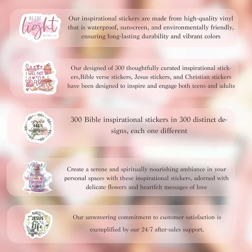 Vista 7 de 300 piezas de pegatinas cristianas inspiradoras SLAPAFLIFE - Diseños de versículos bíblicos para diario, motivacional y edificante