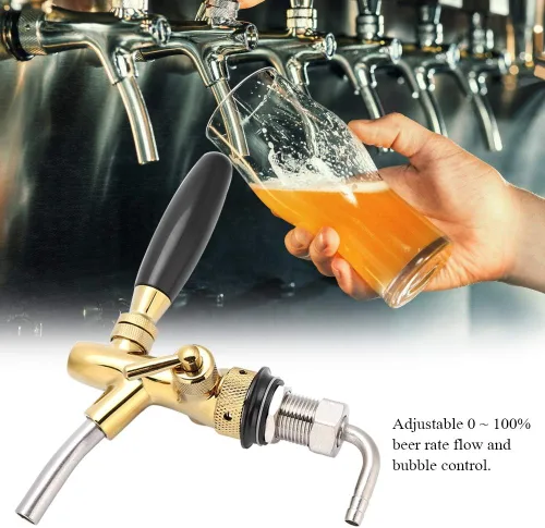 Vista 6 de Cosiki Grifo de cerveza ajustable, grifo ajustable de barril de cerveza de barril de vástago largo, grifo dispensador de cerveza ajustable de acero