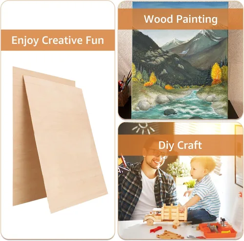 Vista 3 de 10 piezas de hojas de madera contrachapada de abedul báltico de 16 x 12 x 1/8 pulgadas, 3 mm de madera contrachapada sin acabado para manualidades
