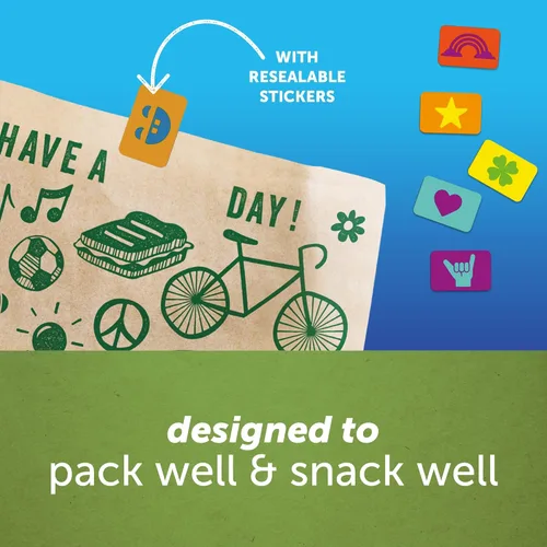 Vista 7 de Bolsas de papel para sándwiches y aperitivos Ziploc, reciclables y sellables con diseños divertidos, 50 bolsas en total