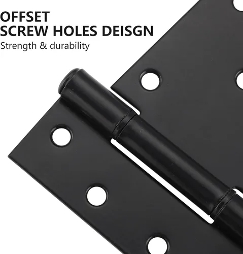 Vista 3 de Bisagras de puerta resistentes, paquete de 4, bisagras de puerta de granero negras de 3.5 pulgadas, bisagras de puerta de metal para puertas