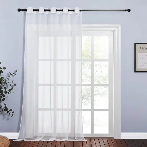 Vista 17 de NICETOWN Cortina transparente para puerta de patio, cortina vertical de gasa, panel de cortina extra ancho, tratamiento de ventana para puerta Gris