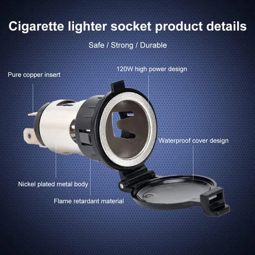 Vista 3 de Enchufe para encendedor de cigarrillos de automóvil DC 12V/24V, toma de corriente de 12 voltios, repuesto para encendedores de cigarrillos y piezas