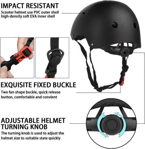 Vista 5 de WayEee - Juego de casco de bicicleta para niños, rodilleras para patinetas, juego de almohadillas para casco, juego de equipo de protección