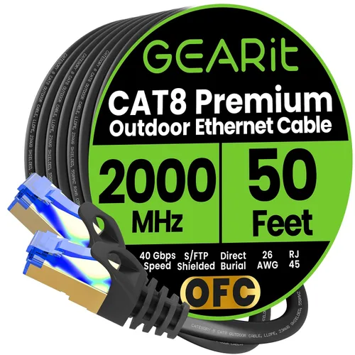 Vista 11 de GEARit - Cable Ethernet Cat8 de 25 pies, color negro, Cat 8, 40 Gbps, 2000