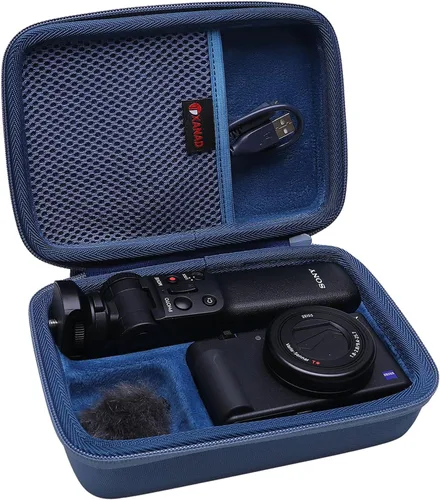 Vista 12 de XANAD Estuche de viaje para cámara Sony ZV-1F / ZV-1 / ZV-1 II con kit de accesorios Vlogger, trípode (GP-VPT2 BT) y micrófono, con correa