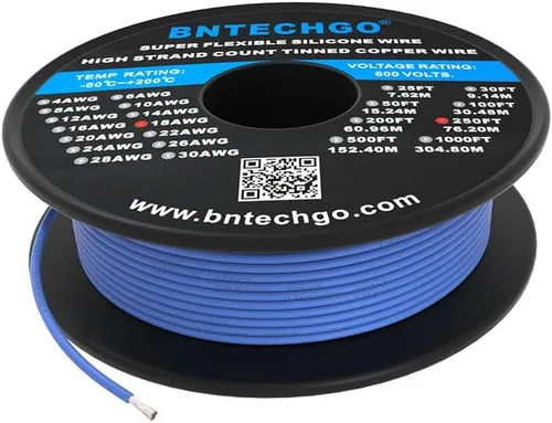 Vista 8 de BNTECHGO Carrete de alambre de silicona calibre 18 de 1000 pies, cable de cobre estañado trenzado de 18 AWG rojo flexible