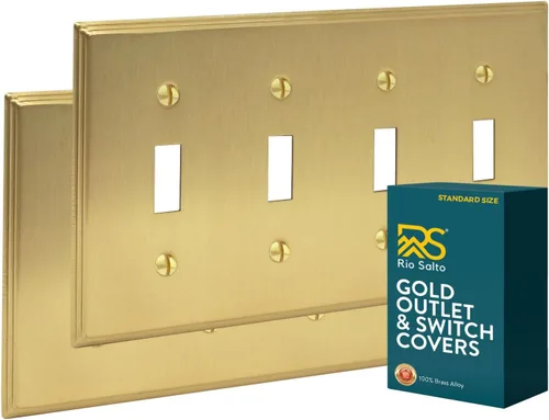 Vista 34 de Rio Salto BRASS Deco Collection - Placa de pared ciega de metal dorado de tamaño estándar, cubierta de salida resistente a la corrosión