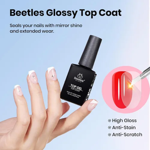 Vista 4 de Beetles - Juego de capa superior de gel, capa superior y base mate, 3 piezas de 0.3 fl oz (0.3 fl oz), mate brillante, no se limpia, combinación