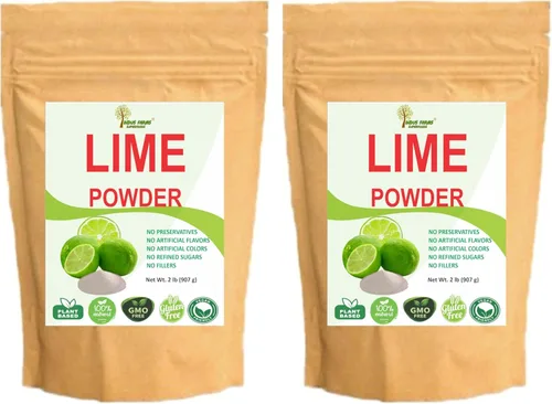 Indus Farms - Mezcla de bebida en polvo de jugo de lima, sin azúcar, hecha de limas frescas (sin pelar), mezcla suave, sin conservantes, para