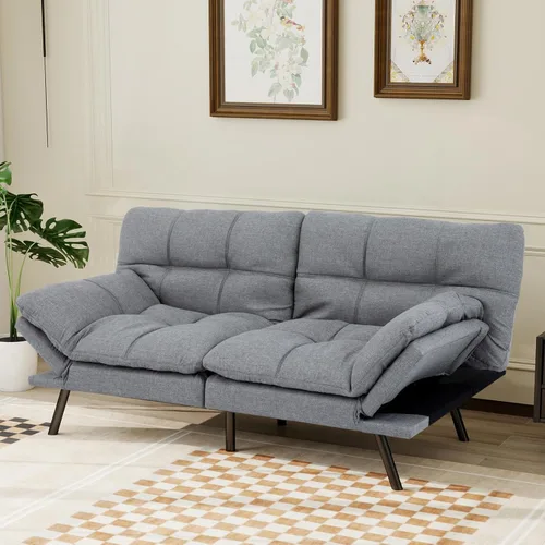 Vista 10 de Sofá cama de futón convertible, sofá futón de espuma viscoelástica, sofá cama tipo futón, sofá cama pequeño moderno con respaldo dividido para sala