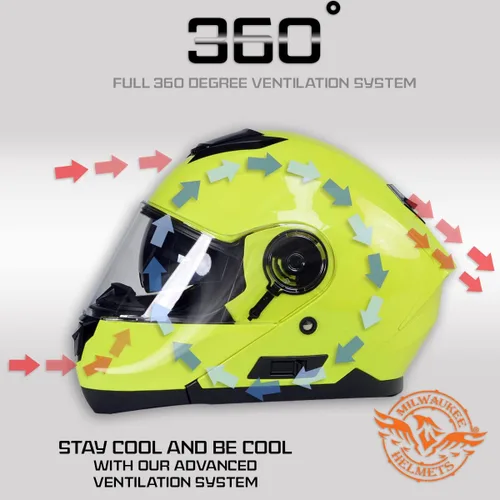 Vista 4 de Cascos Milwaukee Helmets Avanzados Modulares de Cara Completa para Motociclistas con Visera Desmontable