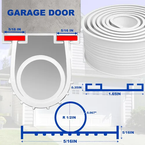 Vista 3 de DGSL - Tiras de sellado para puerta de garaje inferior de goma impermeable, universal, resistente a la intemperie, para sellado de umbral, tira