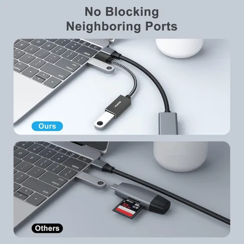 Vista 7 de BENFEI Adaptador USB C a USB 3.0, paquete de 2 adaptadores USB C a A macho a hembra compatibles con MacBook 2022 2021 2020, Samsung Galaxy Note 20