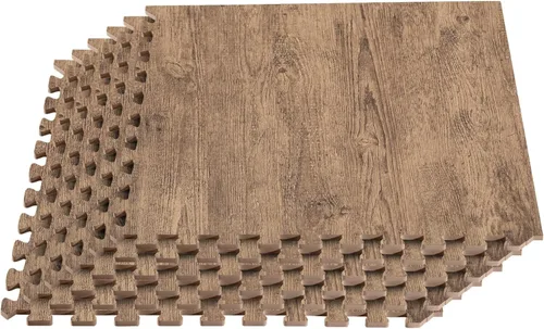 Vista 27 de Azulejos de espuma estampada de 3/8 de pulgada de grosor Forest Floor, tapetes de espuma de grano de madera entrelazados de primera calidad, piso