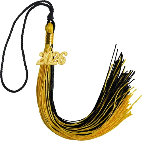 Vista 20 de GraduationMall Borla de graduación de un solo y varios colores con dije del año 2025 de 9 pulgadas