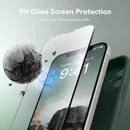 Vista 4 de Funda magnética para iPhone 12, compatible con MagSafe, [protección completa de la cámara] [protectores de pantalla] funda protectora de silicona a
