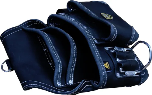 Vista 4 de PRO-15. Bolsa de herramientas y uñas de carpintero con cinturón de cuero, bolsa de herramientas de cuero genuino, bolsa de herramientas para Negro