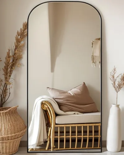 Vista 12 de Antok Espejo de longitud completa, espejo de pie de 59 x 22 pulgadas, espejo grande de pie en forma de arco, espejos de cuerpo completo con soporte