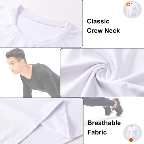 Vista 3 de Camisas de compresión de manga larga para hombre, camiseta de entrenamiento atlético, capa base, capa base de secado rápido para deportes