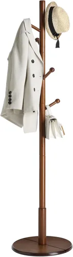 Vista 14 de VASAGLE Perchero de madera maciza, árbol de entrada con 8 ganchos, 3 opciones de altura, para abrigos, sombreros, bolsos, carteras, para entrada