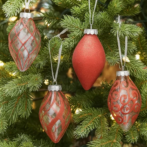 Vista 16 de SLEETLY Paquete de 28 adornos de bolas de Navidad rojas y verdes para decoraciones de árboles - Juego de adornos de bolas de plástico inastillables