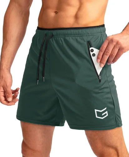 G Gradual Pantalones cortos de correr para hombre con bolsillos con cremallera, secado rápido, gimnasio, atletismo, entrenamiento, pantalones cortos