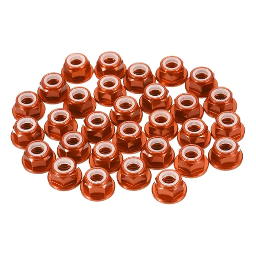 Vista 16 de MECCANIXITY 30 piezas de tuercas de bloqueo de aleación de aluminio M3 con paso de 0.5 mm, tuercas hexagonales con brida de nylon con rosca serrada