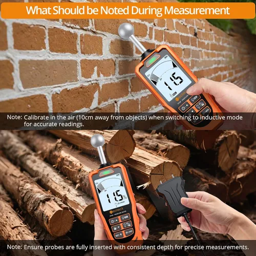 Vista 4 de Neoteck Medidor de humedad de sonda dual 2 en 1, lector de humedad esférico de 1.575 in y medidor de humedad con pin de precisión de ±2.5%