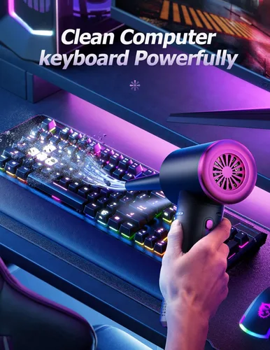 Vista 4 de Higynator - Plumero de aire comprimido – 3 engranajes ajustables 100000RPM eléctrico con luz LED, soplador inalámbrico para teclado de computadora
