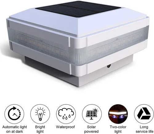 Vista 8 de FVTLED Luces solares para exteriores, luz solar para poste para postes de madera de 4 x 4, 5 x 5, 6 x 6 pulgadas, IP65 impermeable de alto brillo