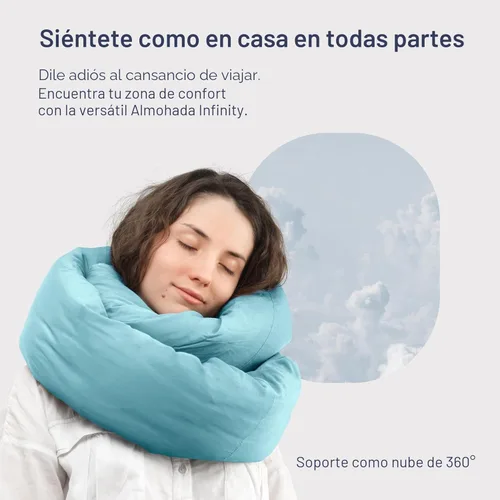 Vista 2 de Huzi Infinity Pillow - Almohada cervical de viaje, bufanda versátil y suave con soporte en 360º, lavable a máquina, para usar en hogar, viajes