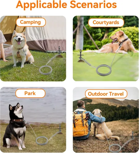 Vista 7 de Estaca de amarre para perros, estaca de amarre resistente para perros grandes de hasta 210 libras, anclaje de suelo para un cable de perro, correa