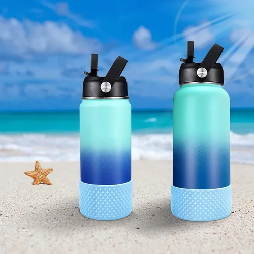 Vista 7 de GLINK Bota de botella compatible con Hydro Flask, Stanley y otros, botella de agua de silicona, bota flexible antideslizante con textura