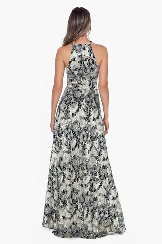 Vista 2 de Betsy & Adam Vestido largo sin mangas con estampado metálico para mujer