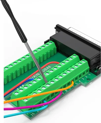 Vista 5 de DB44 Adaptadores seriales hembra RS232 sin soldadura, HDB44 hembra D-SUB a 44Pin 3Row bloque de terminales Breakout Board para equipos mecánicos