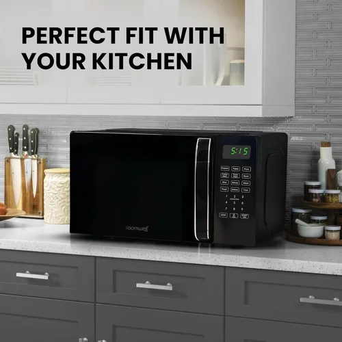 Vista 7 de Encimera de microondas pequeña de 0.7 pies cúbicos con pantalla digital, microondas de 700 vatios negro tiene 10 niveles de potencia y función