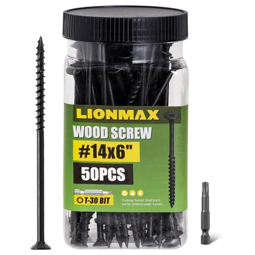 Vista 13 de LIONMAX Tornillos de cubierta de 2-1/2 pulgadas, tornillos para madera #10 x 2-1/2 pulgadas, 50 unidades, resistentes a la corrosión, revestimiento