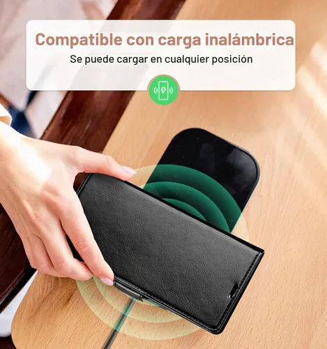 Vista 5 de OCASE Funda tipo cartera compatible con Galaxy S22 Ultra 5G, de piel